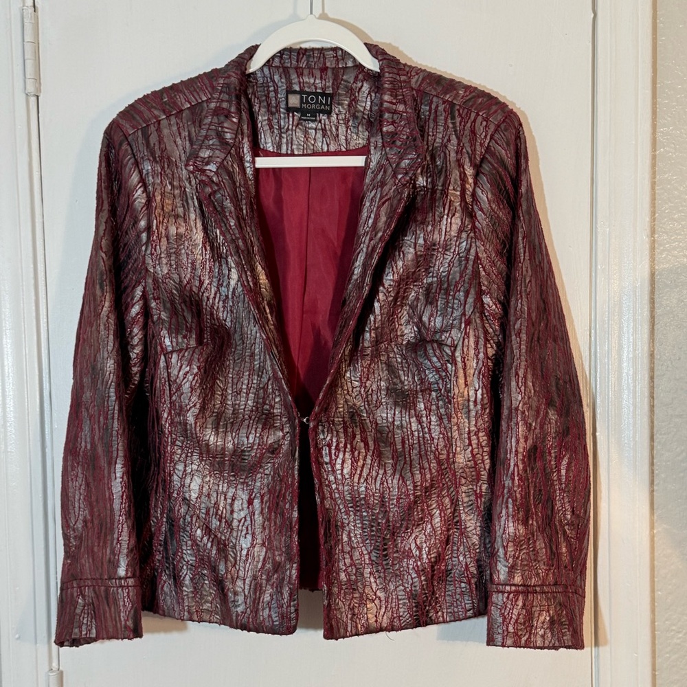 Toni Morgan Retro Textured Red Women's Jacket Size M